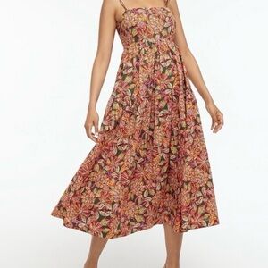 J Crew Factory Green Floral Tie Back Tiered Ruffle Sundress Sz 10